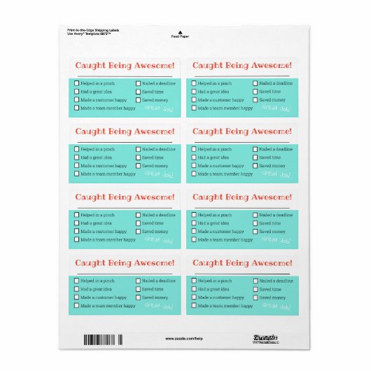 Medewerker erkenningsraad geweldige checklist awar etiket (Full Sheet)