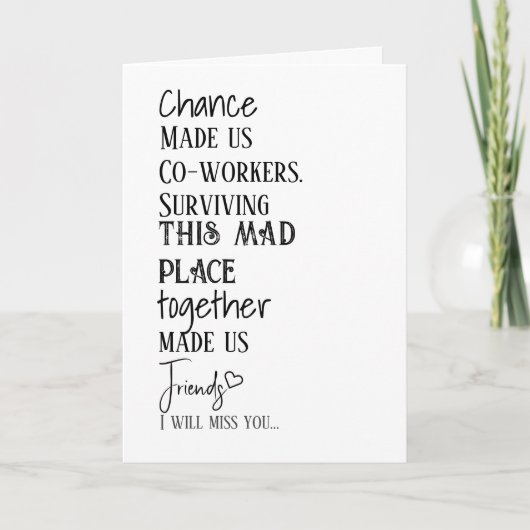 Medewerker Farewell Bedankt Kaart vriendschap (Voorkant)