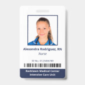 Medewerker Foto Barcode Wit Blauw Ziekenhuis ID Badge (Voorzijde)