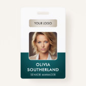 Medewerker Foto Bedrijf Logo Green Security ID Badge (Voorkant)