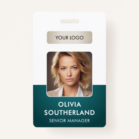 Medewerker Foto Bedrijf Logo Green Security ID Badge (Voorkant)