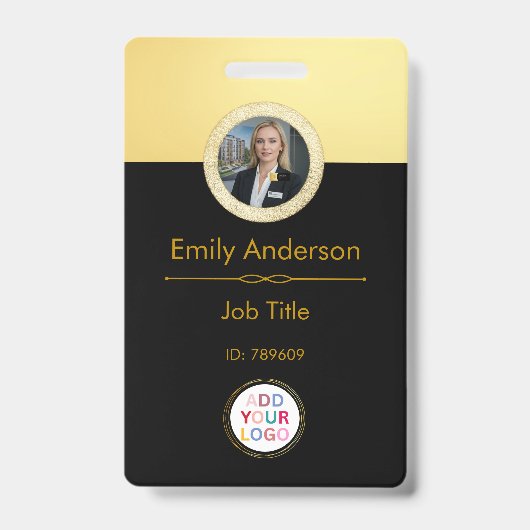 Medewerker Foto ID Badge, Bedrijf Logo QR Badge (Voorzijde)