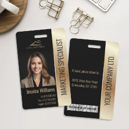 Medewerker Foto ID Barcode Logo Zwart & Goud Badge