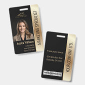 Medewerker Foto ID Barcode Logo Zwart & Goud Badge (Voor- en achterkant)