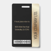 Medewerker Foto ID Barcode Logo Zwart & Goud Badge (Achterkant)