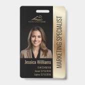 Medewerker Foto ID Barcode Logo Zwart & Goud Badge (Voorzijde)