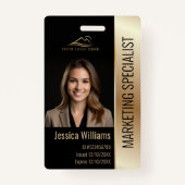 Medewerker Foto ID Barcode Logo Zwart & Goud Badge (Voorkant)