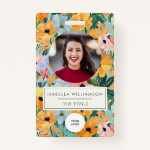 Medewerker Foto-ID Bedrijf Kleurrijke Boho Bloemen Badge