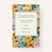 Medewerker Foto-ID Bedrijf Kleurrijke Boho Bloemen Badge (Achterkant)