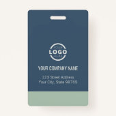 Medewerker Foto ID Bedrijf Logo Bold Blauw Groen Badge (Achterkant)