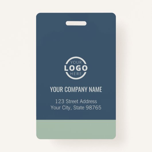 Medewerker Foto ID Bedrijf Logo Bold Blauw Groen Badge (Achterkant)