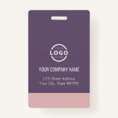 Medewerker Foto-ID Bedrijf Logo Bold Roze Paarse Badge (Achterkant)
