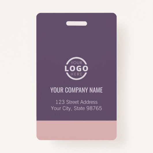 Medewerker Foto-ID Bedrijf Logo Bold Roze Paarse Badge (Achterkant)