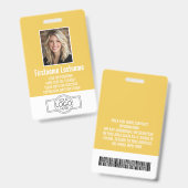 Medewerker Foto ID modern geel, logo professional Badge (Voor- en achterkant)