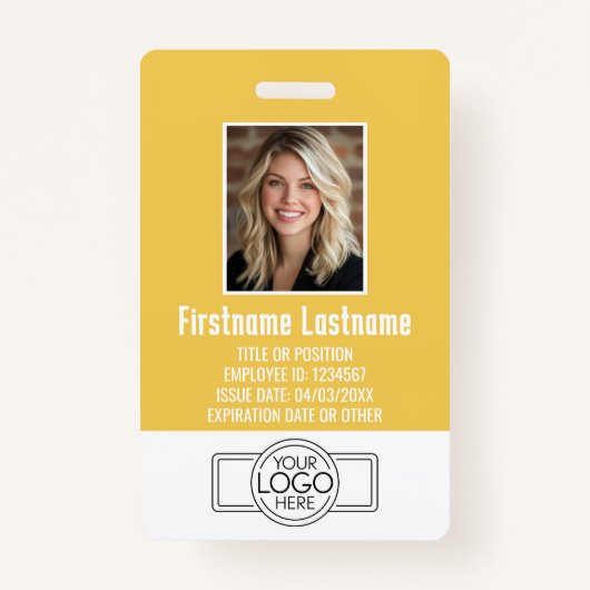 Medewerker Foto ID modern geel, logo professional Badge (Voorkant)