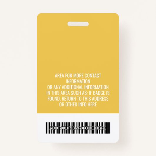 Medewerker Foto ID modern geel, logo professional Badge (Achterkant)