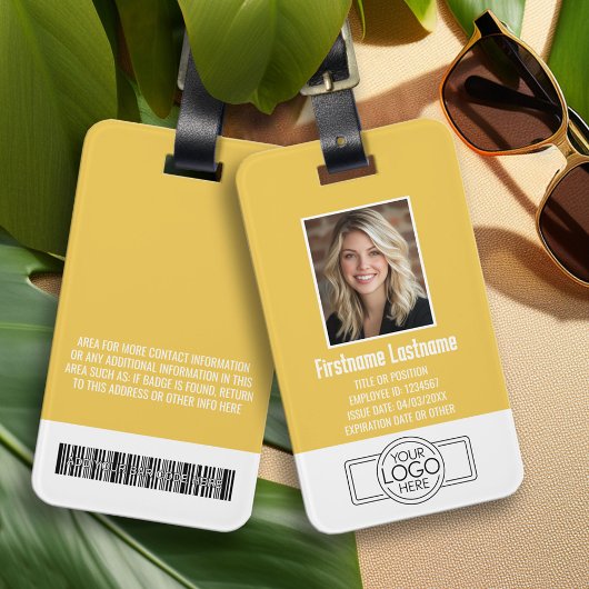 Medewerker Foto ID modern geel, logo professional Bagagelabel