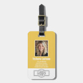 Medewerker Foto ID modern geel, logo professional Bagagelabel (Voorkant verticaal)