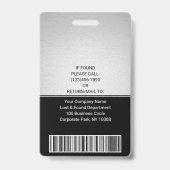 Medewerker Foto ID QR Barcode Logo Silver Black Badge (Achterkant)
