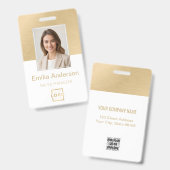 Medewerker Foto ID QR Code Logo Wit Geborsteld Gou Badge (Front & Back)