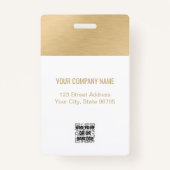 Medewerker Foto ID QR Code Logo Wit Geborsteld Gou Badge (Achterkant)