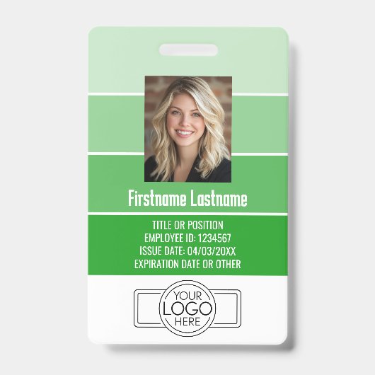 Medewerker Foto-ID - strepen logo, professioneel Badge (Voorzijde)