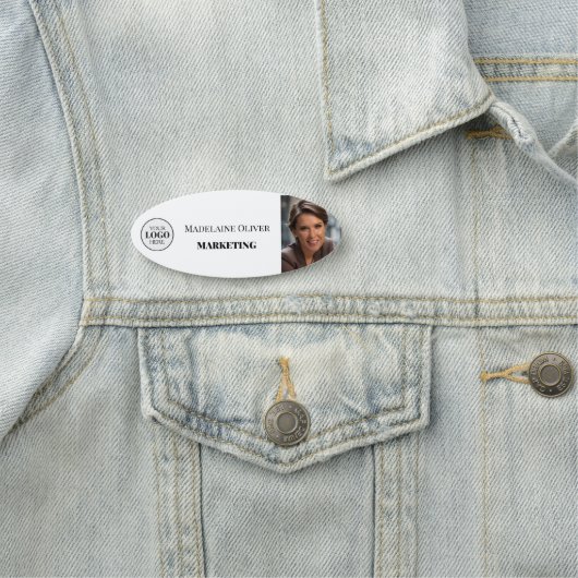 Medewerker Foto Logo Simple White Naamplaatje (In situ)