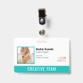 Medewerker Foto Logo Turquoise Badge (Voorzijde met clip)
