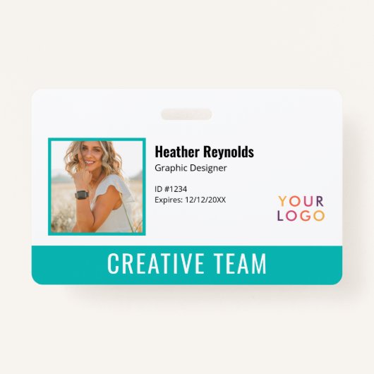 Medewerker Foto Logo Turquoise Badge (Voorkant)