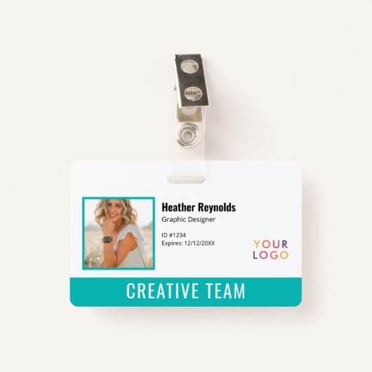 Medewerker Foto Logo Turquoise Badge (Voorkant met clip)