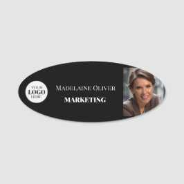 Medewerker Foto Logo Zwart Wit Eenvoudig Naamplaatje