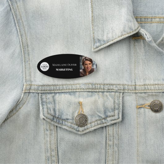 Medewerker Foto Logo Zwart Wit Eenvoudig Naamplaatje (In situ)