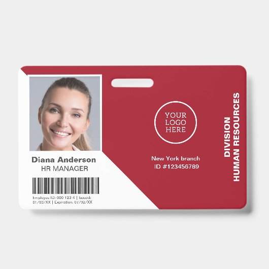 Medewerker Foto Naam Bedrijfslogo Barcode Beveilig Badge (Voorzijde)