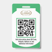 Medewerker Foto Naam Bedrijfslogo QR-code Groen Badge (Achterkant)