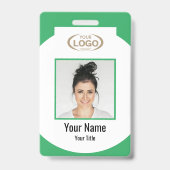 Medewerker Foto Naam Bedrijfslogo QR-code Groen Badge (Voorzijde)