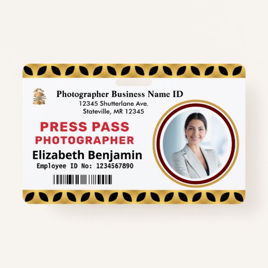 Medewerker Foto Pers Pass Logo ID Kaart Custom Badge (Voorkant)
