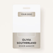 Medewerker Foto QR Code Business Logo Soft Gold ID Badge (Voorkant)