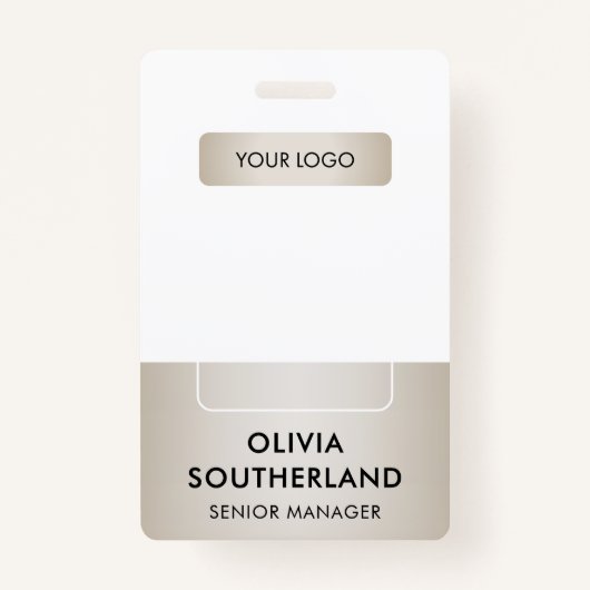 Medewerker Foto QR Code Business Logo Soft Gold ID Badge (Voorkant)