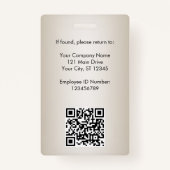 Medewerker Foto QR Code Business Logo Soft Gold ID Badge (Achterkant)