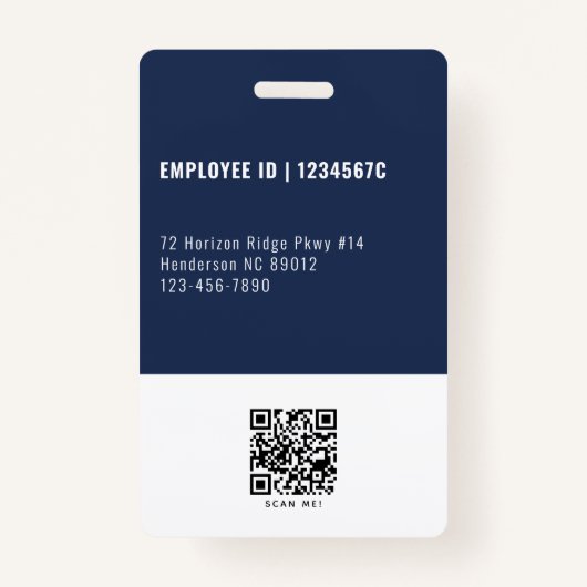 Medewerker Foto QR Code Marine Bedrijf Security ID Badge (Achterkant)