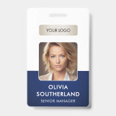 Medewerker Fotobedrijf Logo Navy Security ID Badge (Voorkant)