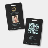 Medewerker Fotobedrijf Logo QR Code Zwart Blauwgro Badge (Voor- en achterkant)