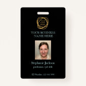 Medewerker Fotobedrijf Logo QR Code Zwart Blauwgro Badge (Voorkant)