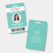 Medewerker Fotoidentificatie Barcode Logo Teal Toe Badge (Voor- en achterkant)