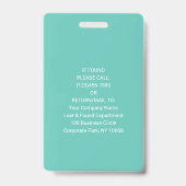 Medewerker Fotoidentificatie Barcode Logo Teal Toe Badge (Achterkant)
