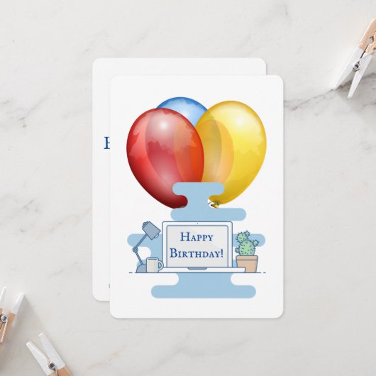 Medewerker Happy Birthday van vrienden binnen Kaart (Voorkant / Achterkant in situ)