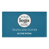 Medewerker Human Resources Logo Blauw Wit Eenvoudi Naambadge (Voorkant)