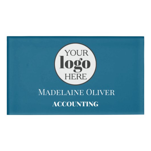 Medewerker Human Resources Logo Blauw Wit Eenvoudi Naambadge (Voorkant)