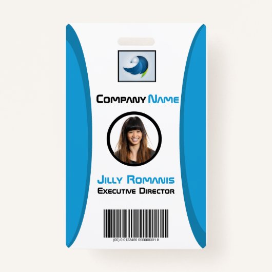 Medewerker ID Badge Modern Blauwgroen Verticaal On (Voorkant)