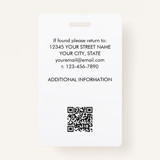 Medewerker ID Bedrijf Logo QR Houndstooth Off-Whit Badge (Achterkant)